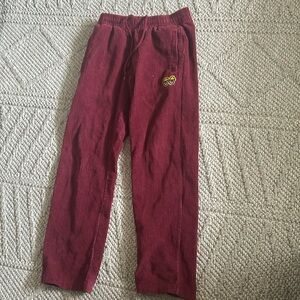 Kids red corduroy drawstring pants krooked color red size small
